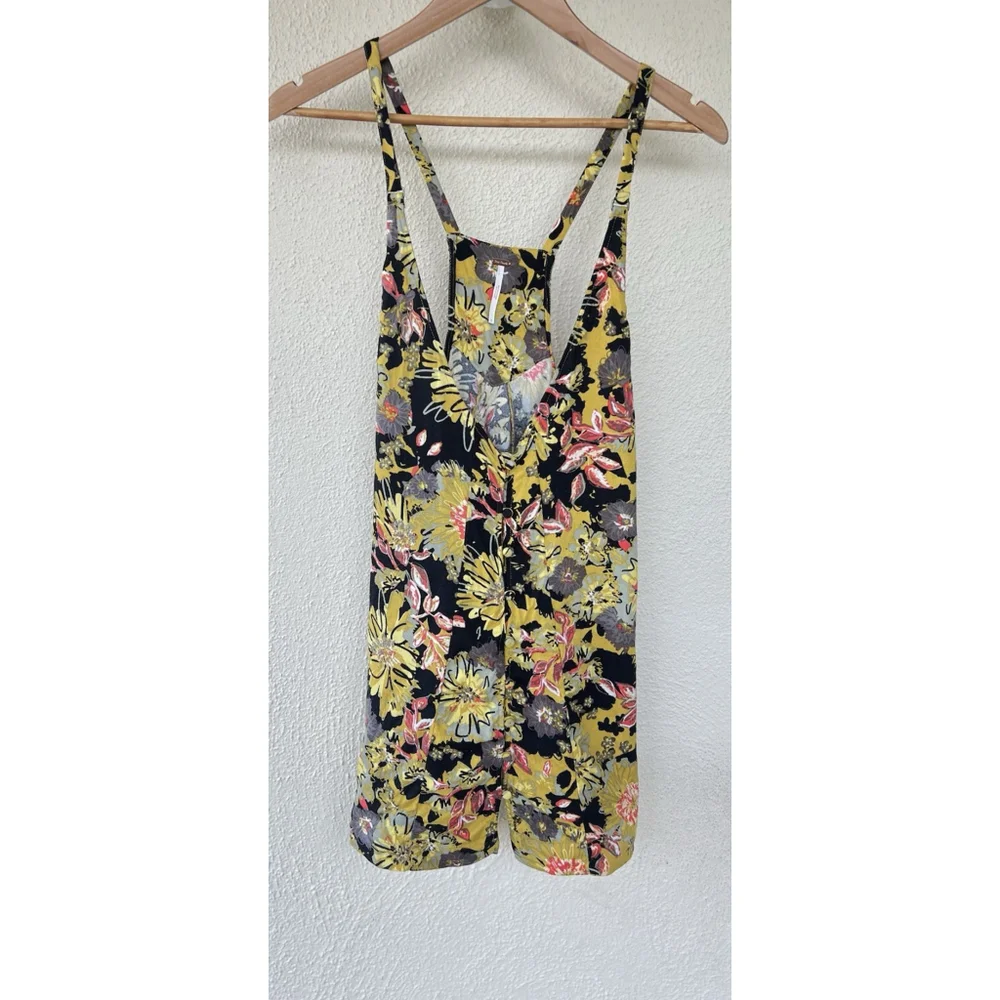 Free People Jump Jive Floral Mini Dress 4 V-Neck Sunflower Combo Boho Festival